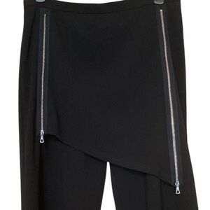 NY 77 Cropped Culottes With Front Overlay Double Zip Skirt